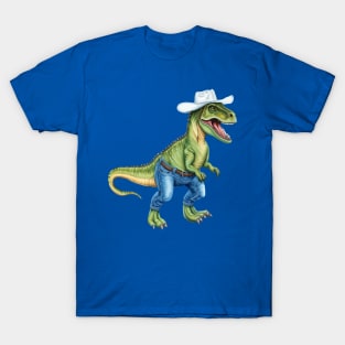 Texan Cowboy Dinosaur Wearing Denim Jeans T-Shirt